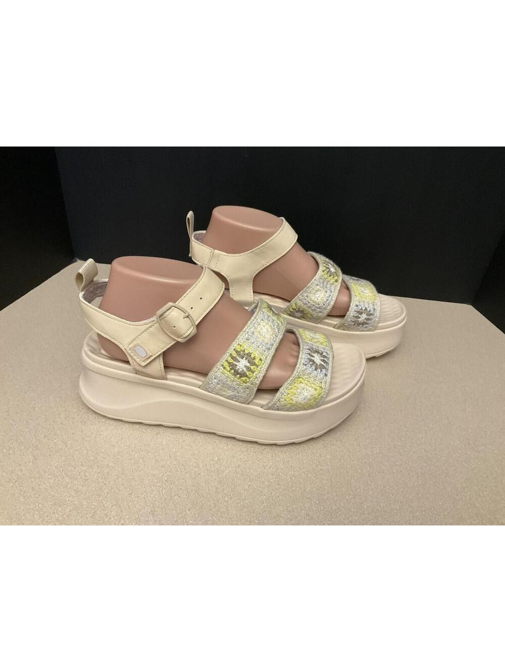 New! Womens Hey Dude Delray Buckle Cottage Crochet Egret Lavender Sandals. SZ 10